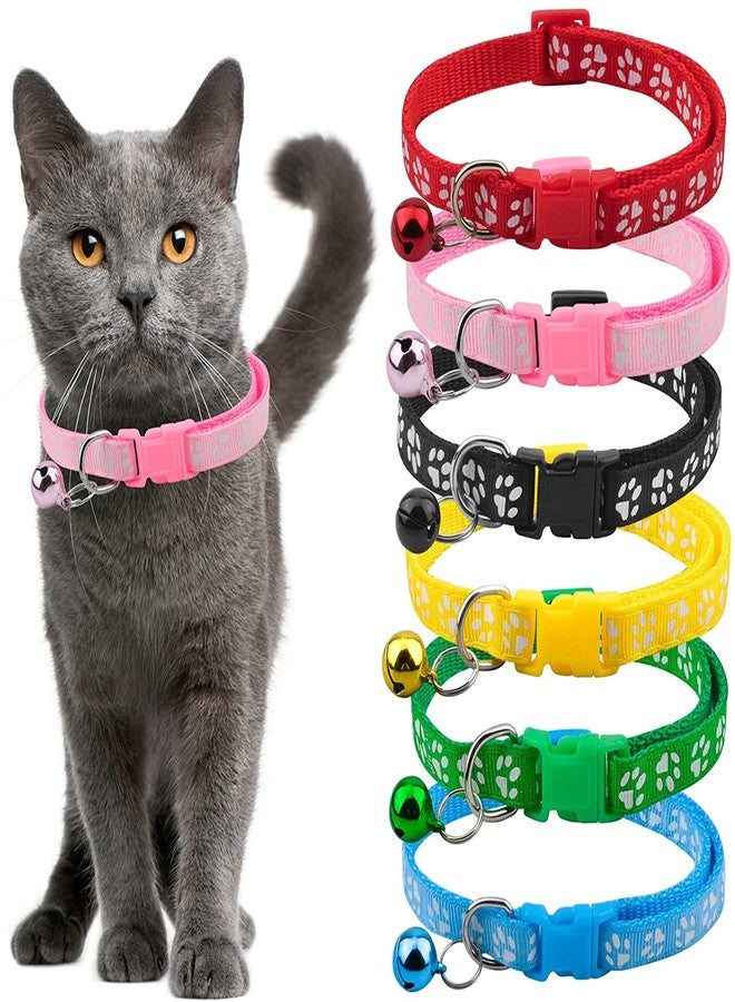 THE DDS STORE 2PCS Breakaway Bowtie Cat Collar -Cat Collar with Bell Kitten Collars with Bell Charm, Solid & Safe,(Buy 1 Get 1 Free = 2PCS) Color May Vary (Paw Print Collar 10.mm) - Image 1